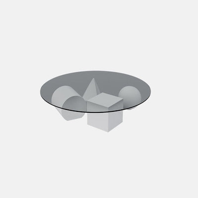 Table d'appoint moderne de luxe en verre et fer avec orbe ronde, cylindre, carré, triangle, cône, à 1 niveau pour salon 