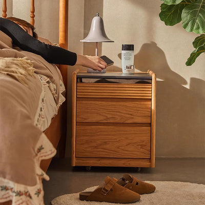 Table de chevet moderne minimaliste amovible en verre carré avec bois massif à 2 tiroirs pour chambre 