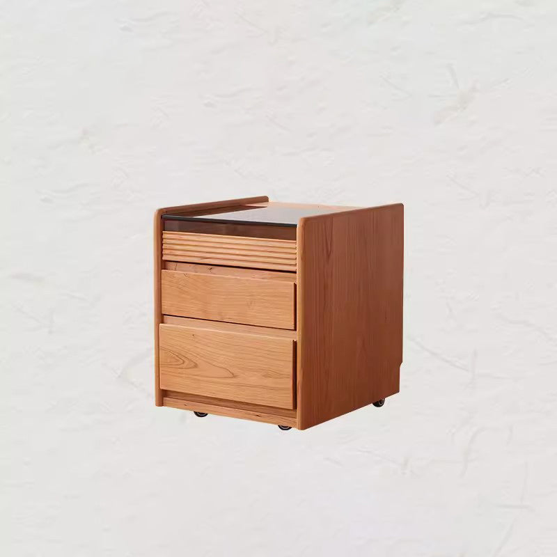 Table de chevet moderne minimaliste amovible en verre carré avec bois massif à 2 tiroirs pour chambre 