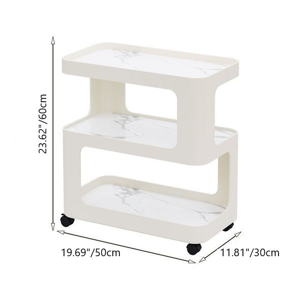Contemporary Scandinavian Removable Rounded Corner Rectangle Rock Slab Iron End Table 3-Tier For Living Room