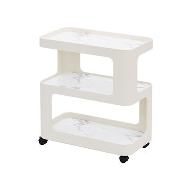 Contemporary Scandinavian Removable Rounded Corner Rectangle Rock Slab Iron End Table 3-Tier For Living Room