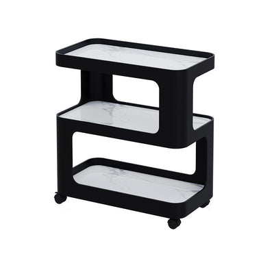 Contemporary Scandinavian Removable Rounded Corner Rectangle Rock Slab Iron End Table 3-Tier For Living Room