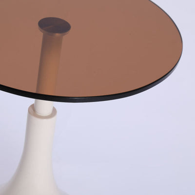 Moderner minimalistischer runder Zylinder aus gehärtetem Glas und Metall, 1-stufiger Beistelltisch für das Wohnzimmer 