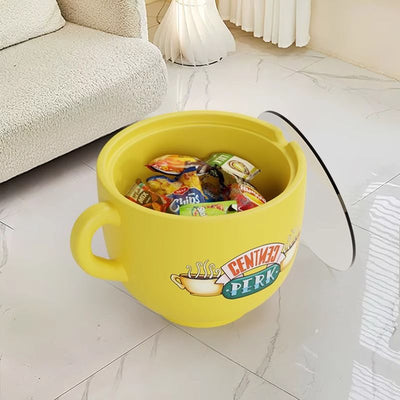 Zeitgenössischer kreativer Kaffeetassenform-gehärtetes Glas-Edelstahl-Beistelltisch 1-stufig für Wohnzimmer 