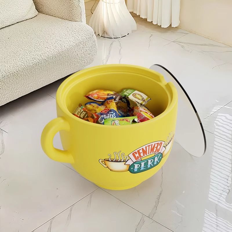 Zeitgenössischer kreativer Kaffeetassenform-gehärtetes Glas-Edelstahl-Beistelltisch 1-stufig für Wohnzimmer 