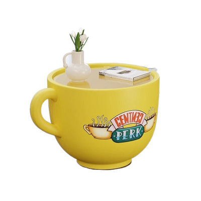 Zeitgenössischer kreativer Kaffeetassenform-gehärtetes Glas-Edelstahl-Beistelltisch 1-stufig für Wohnzimmer 