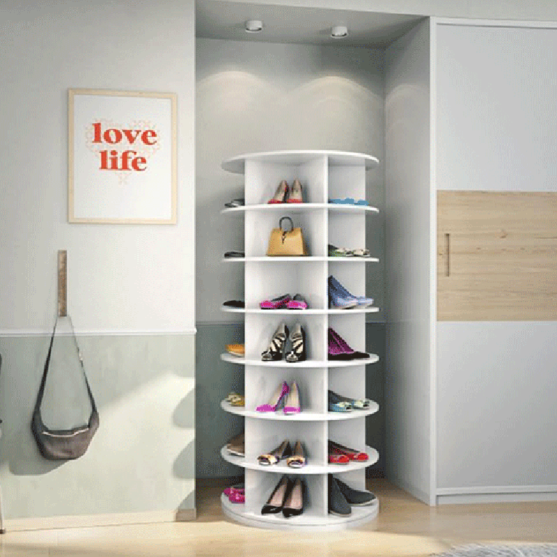 Rangement de chaussures moderne minimaliste sur pied rond en PVC et bois plastique 4/5/6/7 niveaux pour entrées 