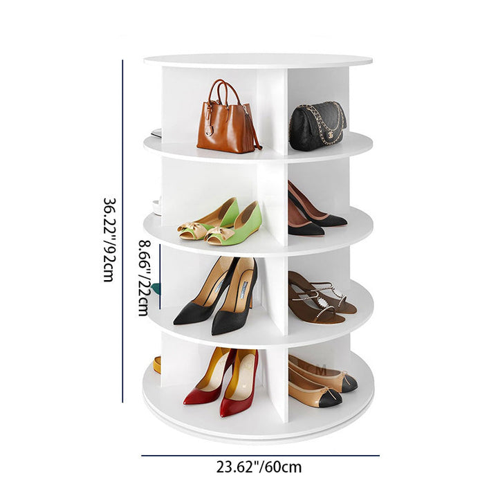 Moderner minimalistischer bodenstehender runder PVC-Holz-Kunststoff-Schuhschrank mit 4/5/6/7 Ebenen für Eingangsbereiche 