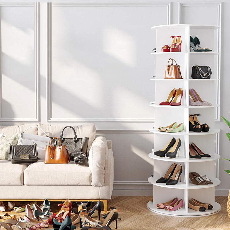 Rangement de chaussures moderne minimaliste sur pied rond en PVC et bois plastique 4/5/6/7 niveaux pour entrées 
