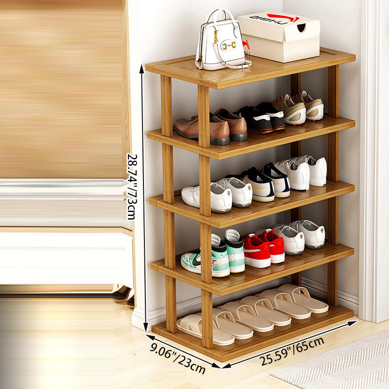Moderner minimalistischer rechteckiger Heather Bambus Schuhregal 5-stufig für Eingangsbereiche 