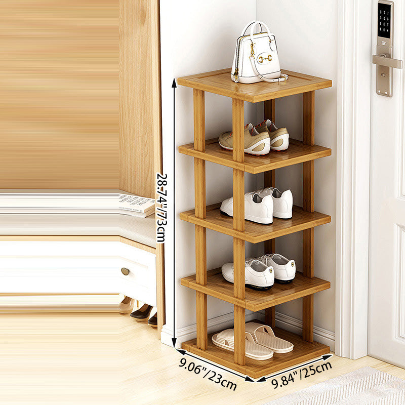 Moderner minimalistischer rechteckiger Heather Bambus Schuhregal 5-stufig für Eingangsbereiche 
