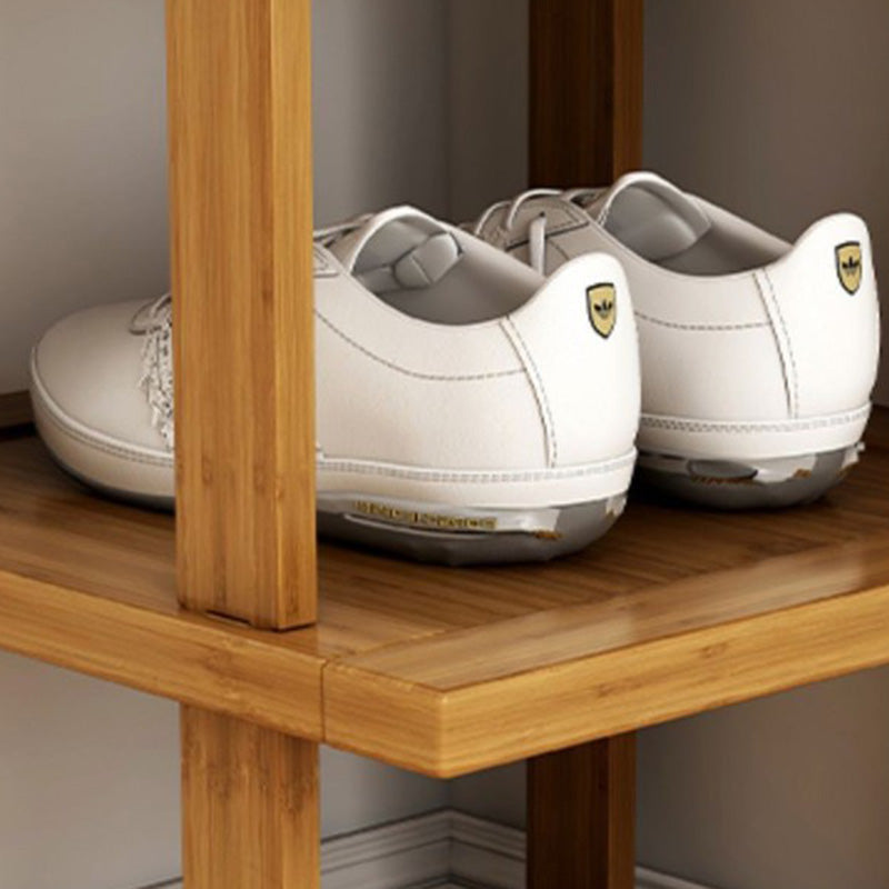 Moderner minimalistischer rechteckiger Heather Bambus Schuhregal 5-stufig für Eingangsbereiche 