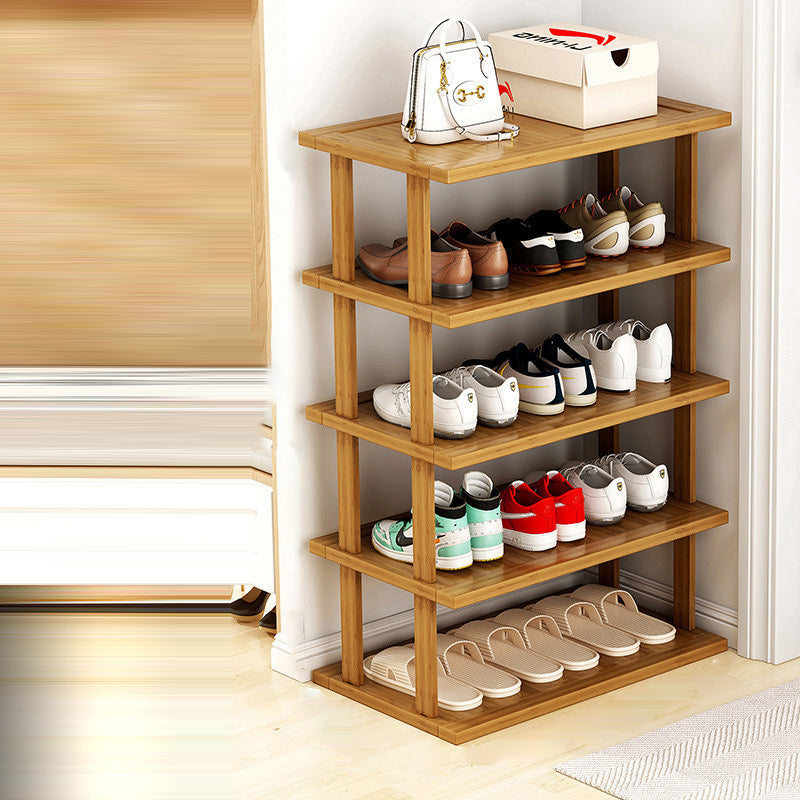 Moderner minimalistischer rechteckiger Heather Bambus Schuhregal 5-stufig für Eingangsbereiche 