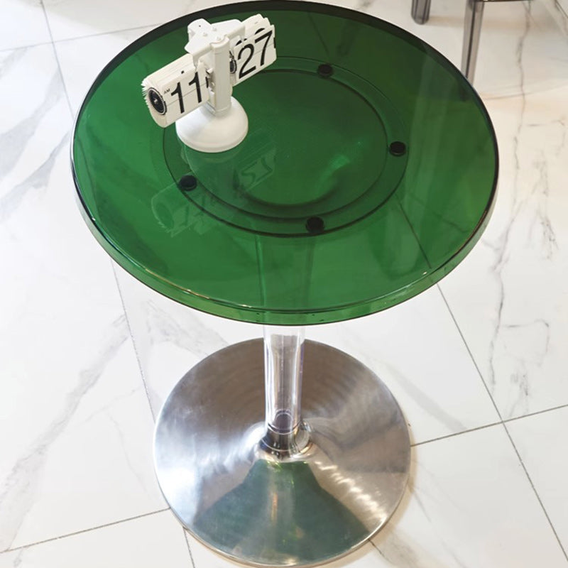 Modern Minimalist Round Cylinder PC Aluminum End Table 1-Tier For Entryways