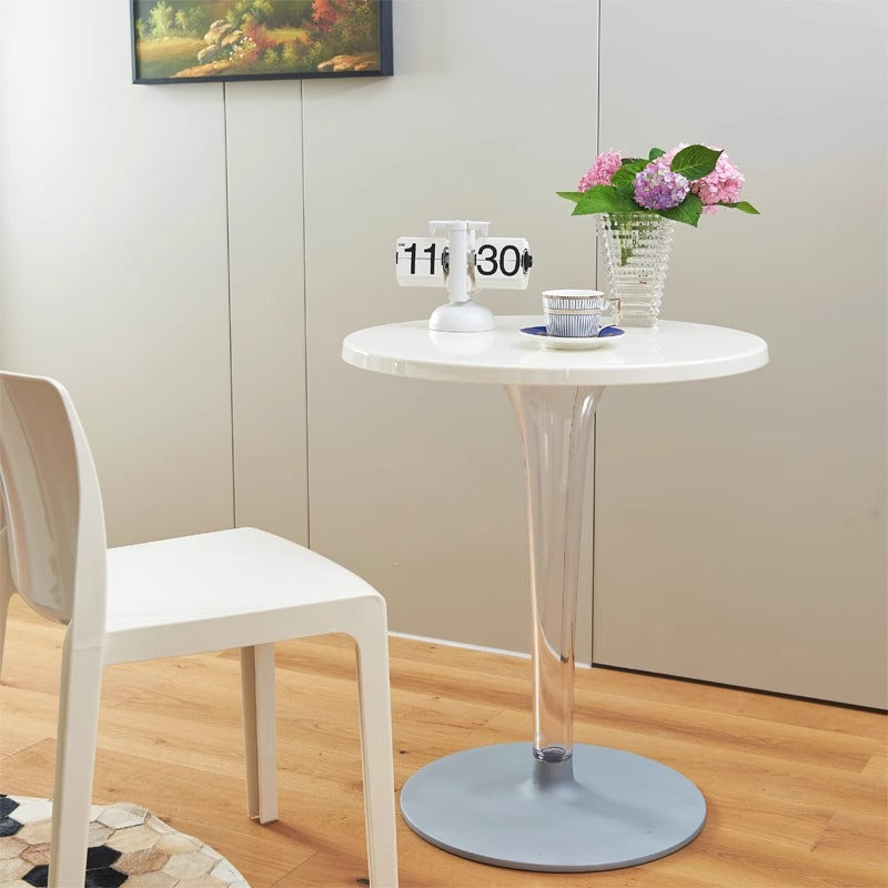 Modern Minimalist Round Cylinder PC Aluminum End Table 1-Tier For Entryways