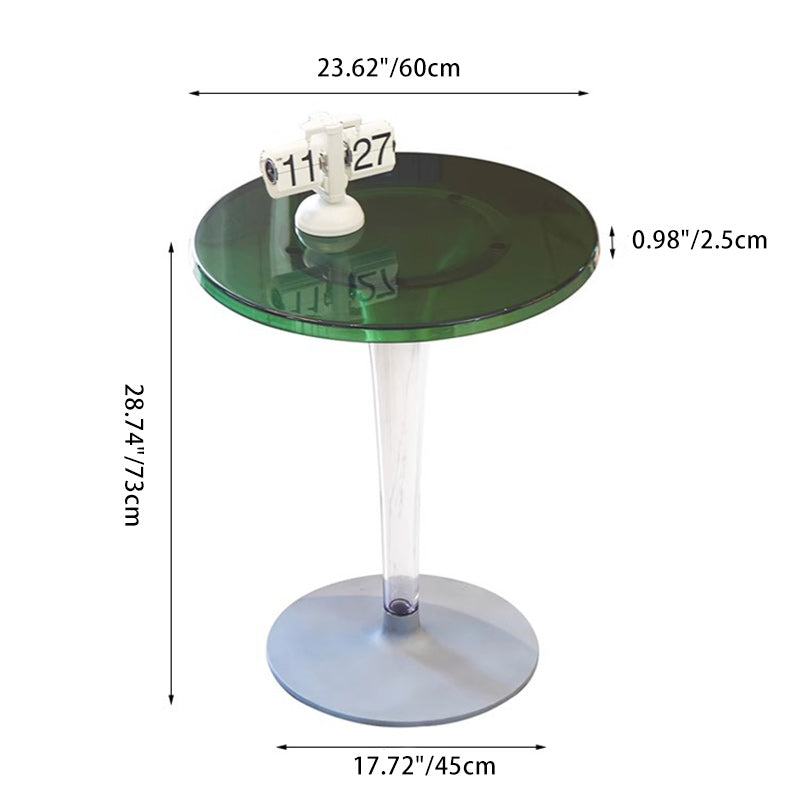Modern Minimalist Round Cylinder PC Aluminum End Table 1-Tier For Entryways