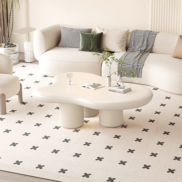 Moderner Art Deco Creme Wolken Zylinder Runder PVC Tischplatte Endtisch 1-stufig Für Wohnzimmer 