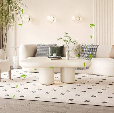 Moderner Art Deco Creme Wolken Zylinder Runder PVC Tischplatte Endtisch 1-stufig Für Wohnzimmer 