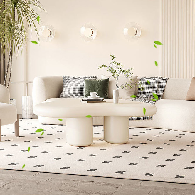 Moderner Art Deco Creme Wolken Zylinder Runder PVC Tischplatte Endtisch 1-stufig Für Wohnzimmer 