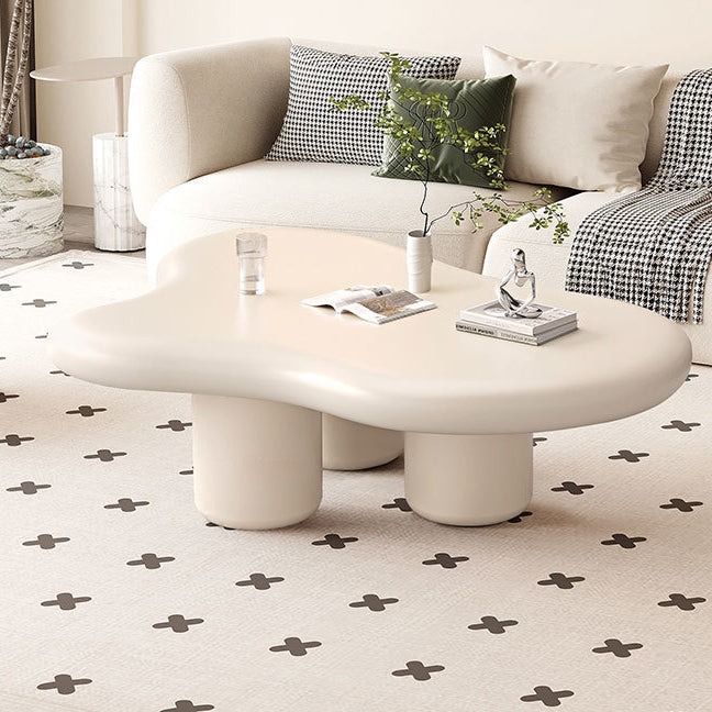 Moderner Art Deco Creme Wolken Zylinder Runder PVC Tischplatte Endtisch 1-stufig Für Wohnzimmer 