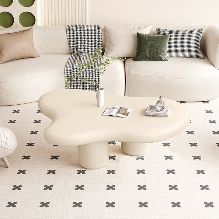 Moderner Art Deco Creme Wolken Zylinder Runder PVC Tischplatte Endtisch 1-stufig Für Wohnzimmer 