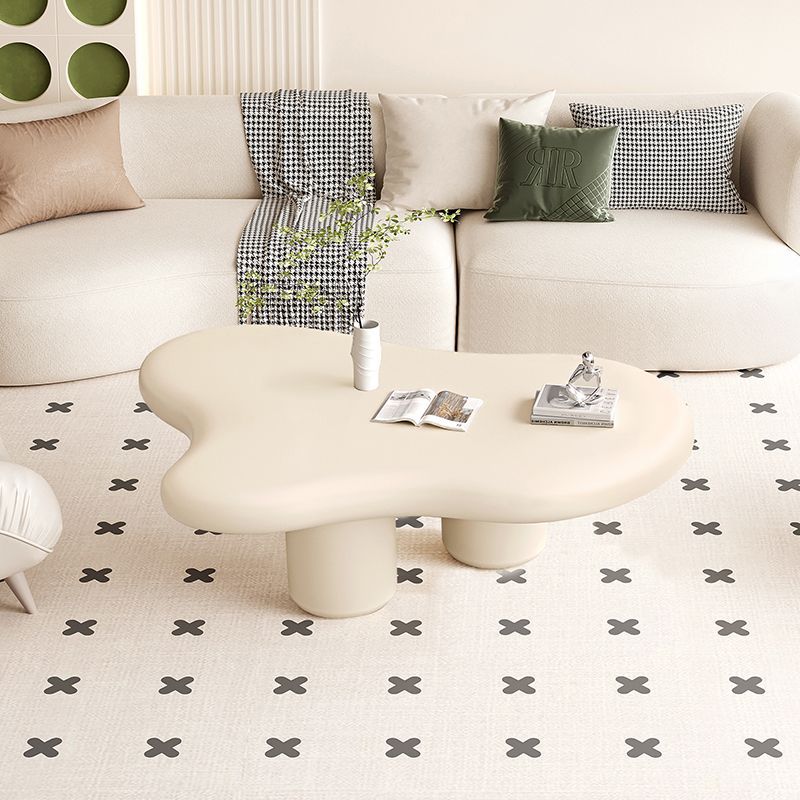 Moderner Art Deco Creme Wolken Zylinder Runder PVC Tischplatte Endtisch 1-stufig Für Wohnzimmer 