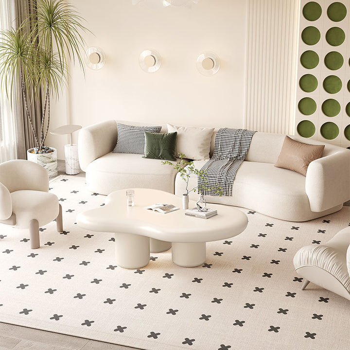 Moderner Art Deco Creme Wolken Zylinder Runder PVC Tischplatte Endtisch 1-stufig Für Wohnzimmer 