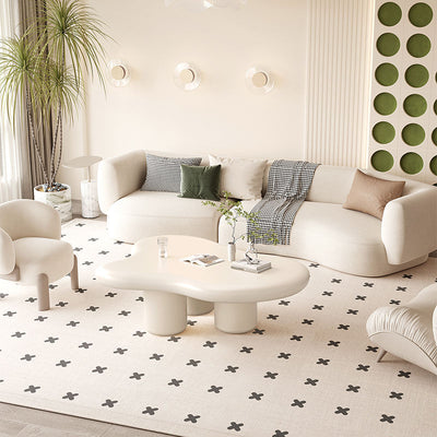 Moderner Art Deco Creme Wolken Zylinder Runder PVC Tischplatte Endtisch 1-stufig Für Wohnzimmer 
