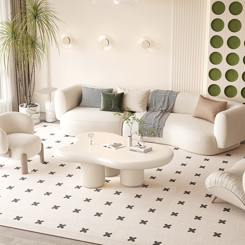 Moderner Art Deco Creme Wolken Zylinder Runder PVC Tischplatte Endtisch 1-stufig Für Wohnzimmer 
