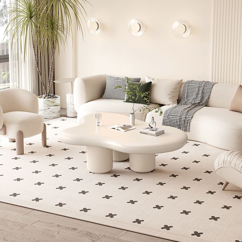 Moderner Art Deco Creme Wolken Zylinder Runder PVC Tischplatte Endtisch 1-stufig Für Wohnzimmer 