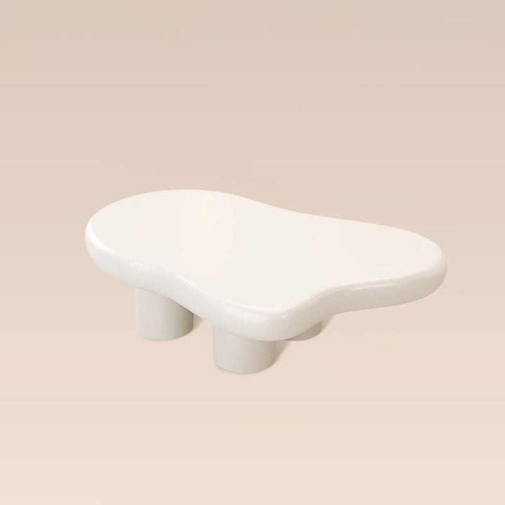 Mesa auxiliar redonda de una capa para sala de estar de PVC con diseño moderno Art Deco de nubes en crema 