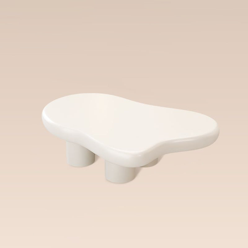 Mesa auxiliar redonda de una capa para sala de estar de PVC con diseño moderno Art Deco de nubes en crema 