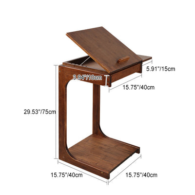 Mesa Auxiliar Moderna Minimalista C-Cuadrada de Madera Maciza de 2 Niveles para Sala de Estar 
