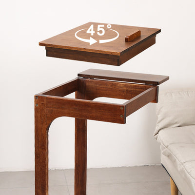 Mesa Auxiliar Moderna Minimalista C-Cuadrada de Madera Maciza de 2 Niveles para Sala de Estar 