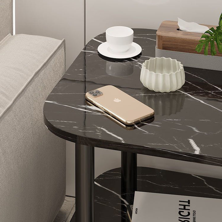 Mesa auxiliar contemporánea de madera maciza con tablero de densidad cilíndrico cuadrado escandinavo de 2 niveles para sala de estar 