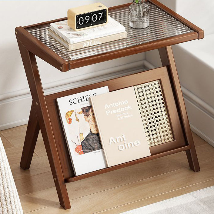 Moderner minimalistischer rechteckiger dreieckiger Stützglas-ABS-Beistelltisch 1-stufig für Wohnzimmer 