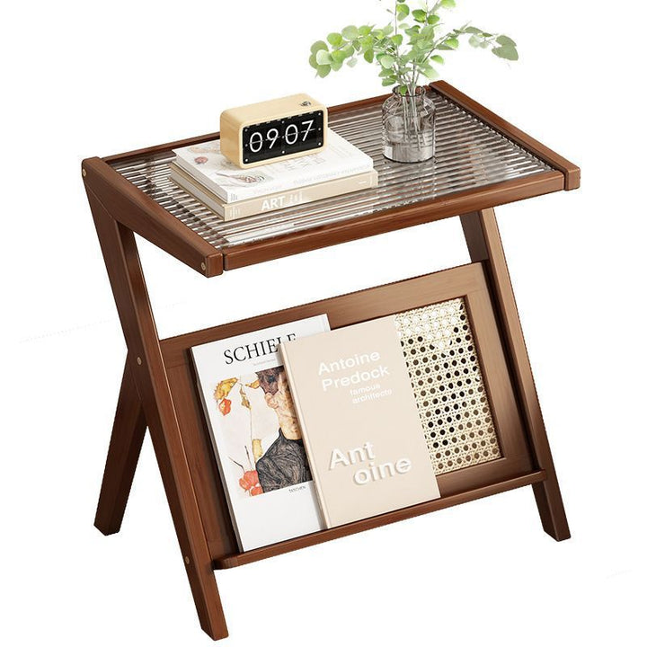 Moderner minimalistischer rechteckiger dreieckiger Stützglas-ABS-Beistelltisch 1-stufig für Wohnzimmer 