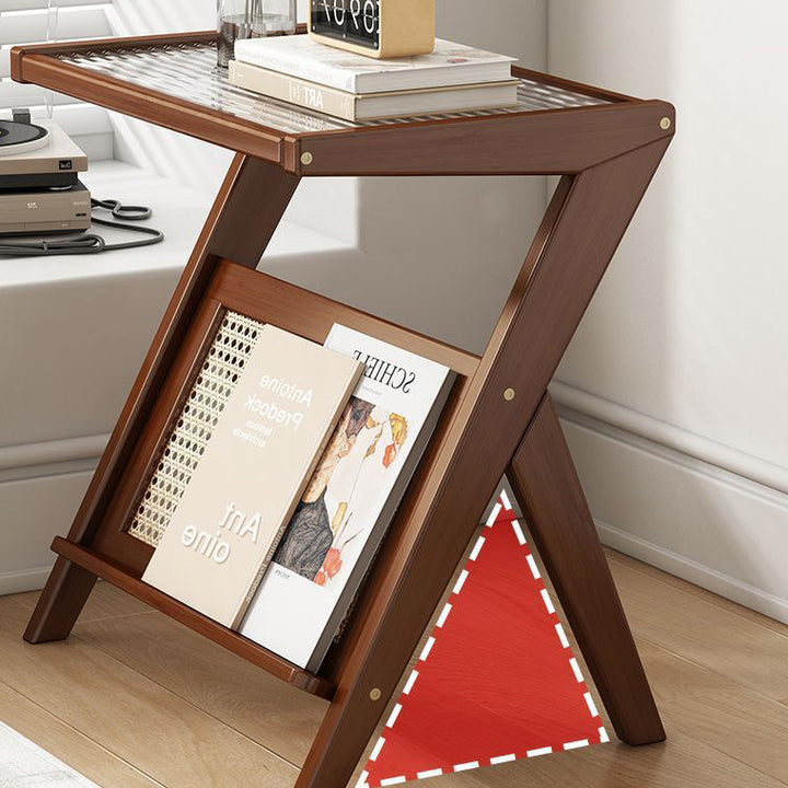 Moderner minimalistischer rechteckiger dreieckiger Stützglas-ABS-Beistelltisch 1-stufig für Wohnzimmer 