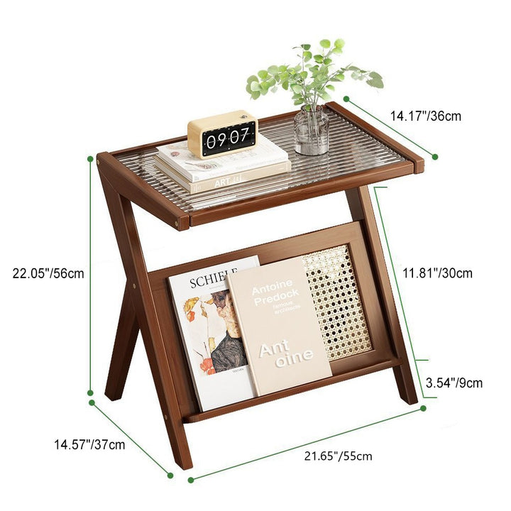 Moderner minimalistischer rechteckiger dreieckiger Stützglas-ABS-Beistelltisch 1-stufig für Wohnzimmer 