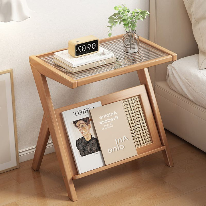 Moderner minimalistischer rechteckiger dreieckiger Stützglas-ABS-Beistelltisch 1-stufig für Wohnzimmer 