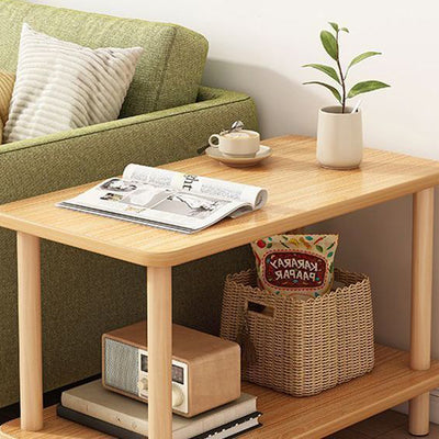 Modern Simplicity Rectangular Cylinder PVC Artificial Panel End Table 2-Tiers For Living Room