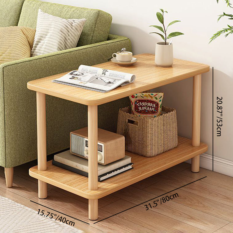 Modern Simplicity Rectangular Cylinder PVC Artificial Panel End Table 2-Tiers For Living Room
