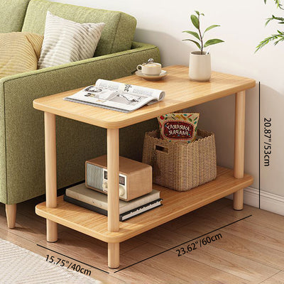 Modern Simplicity Rectangular Cylinder PVC Artificial Panel End Table 2-Tiers For Living Room