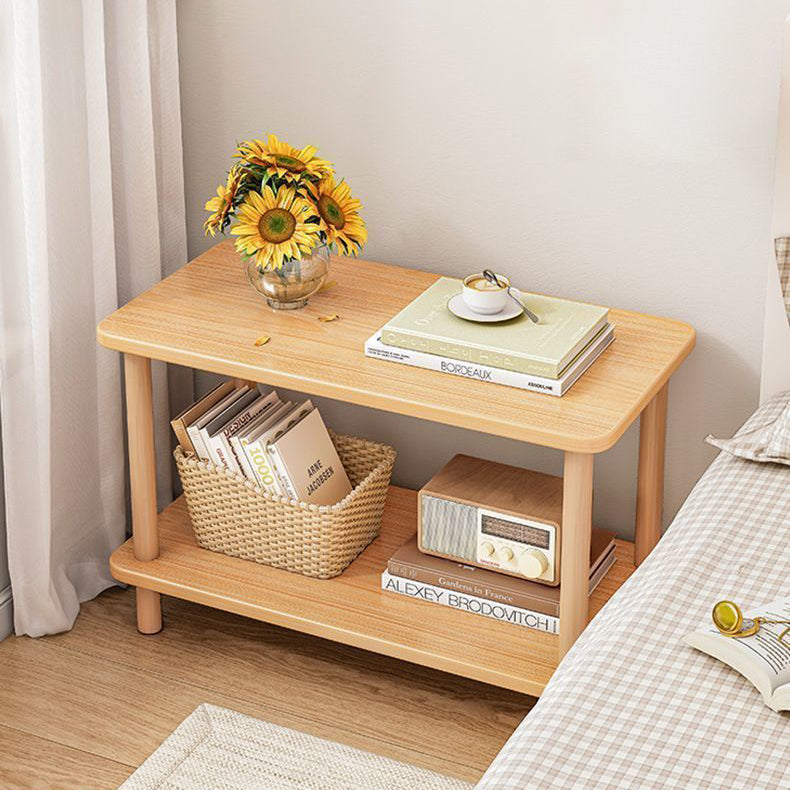 Modern Simplicity Rectangular Cylinder PVC Artificial Panel End Table 2-Tiers For Living Room