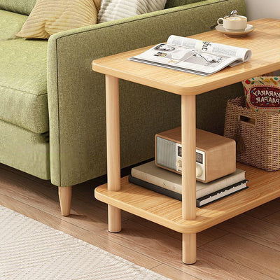 Modern Simplicity Rectangular Cylinder PVC Artificial Panel End Table 2-Tiers For Living Room