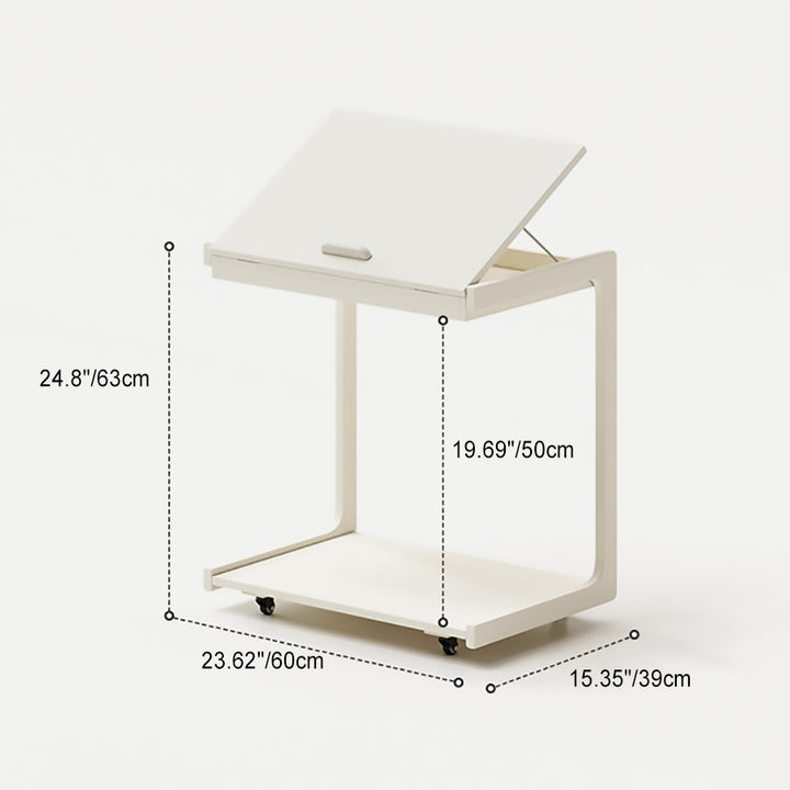 Zeitgenössischer kreativer U-förmiger quadratischer abnehmbarer neigbarer Massivholz-Beistelltisch mit 2 Ebenen für das Wohnzimmer 