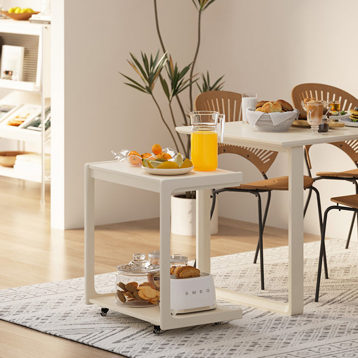 Zeitgenössischer kreativer U-förmiger quadratischer abnehmbarer neigbarer Massivholz-Beistelltisch mit 2 Ebenen für das Wohnzimmer 
