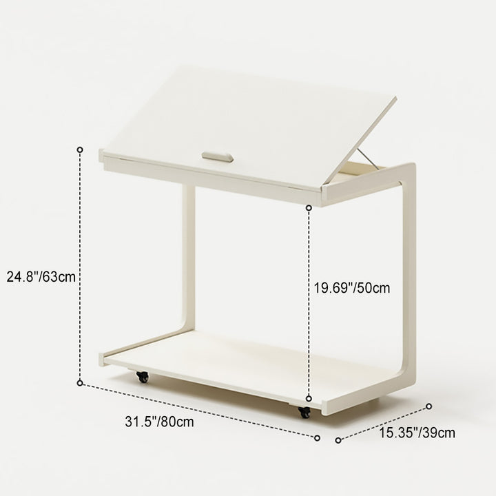 Zeitgenössischer kreativer U-förmiger quadratischer abnehmbarer neigbarer Massivholz-Beistelltisch mit 2 Ebenen für das Wohnzimmer 
