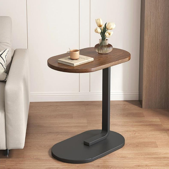 Modern Luxury Oval C MDF Iron End Table 1-Tier For Living Room