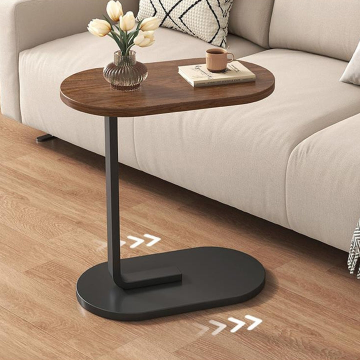 Modern Luxury Oval C MDF Iron End Table 1-Tier For Living Room